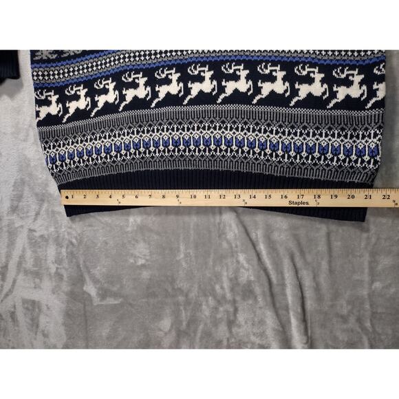 Aspen Sweater Mens XL Blue Fair Isle Pullover Nordic Winter Ski Snow Deer - Picture 6 of 9
